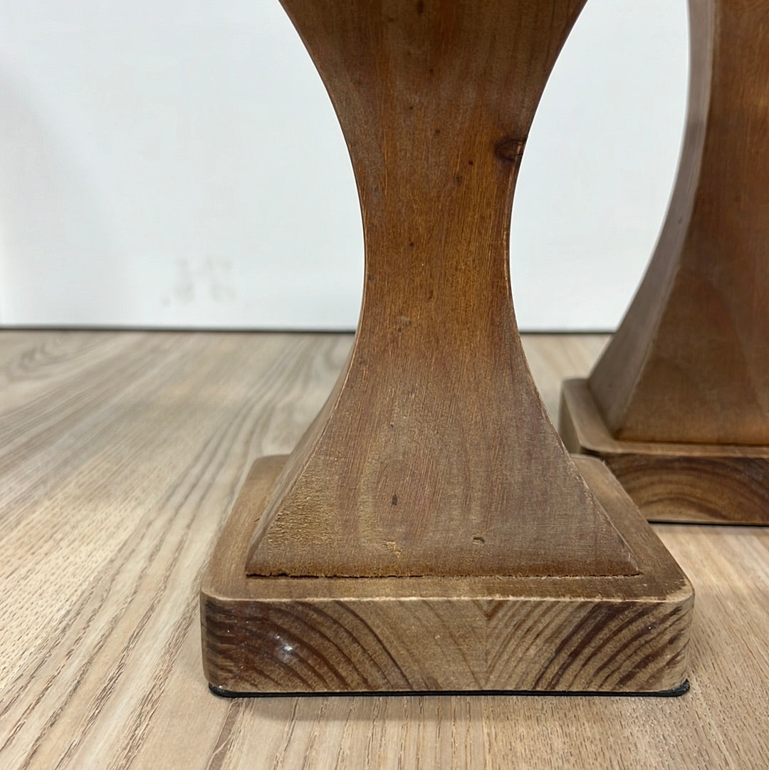 Square Wooden Candlesticks - Set of 2