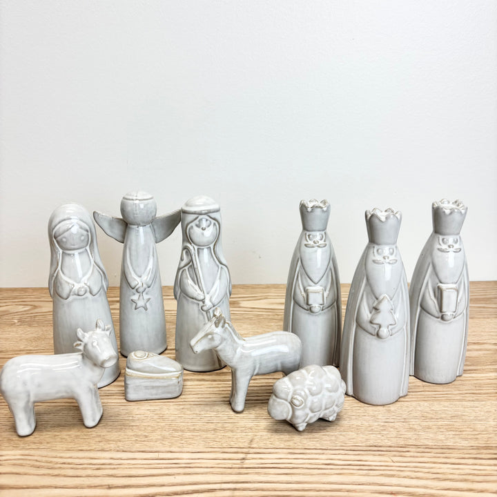 Stoneware Nativity Set with Reactive Glaze