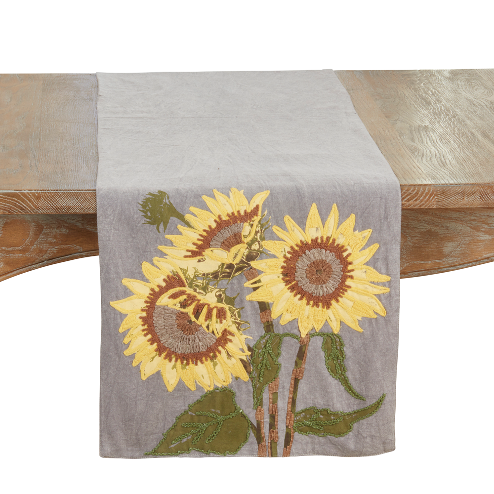 Embroidered Sunflower Table Runner