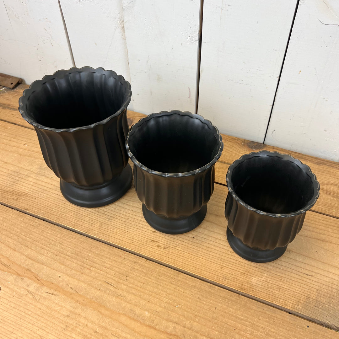 Black Fluted Urns