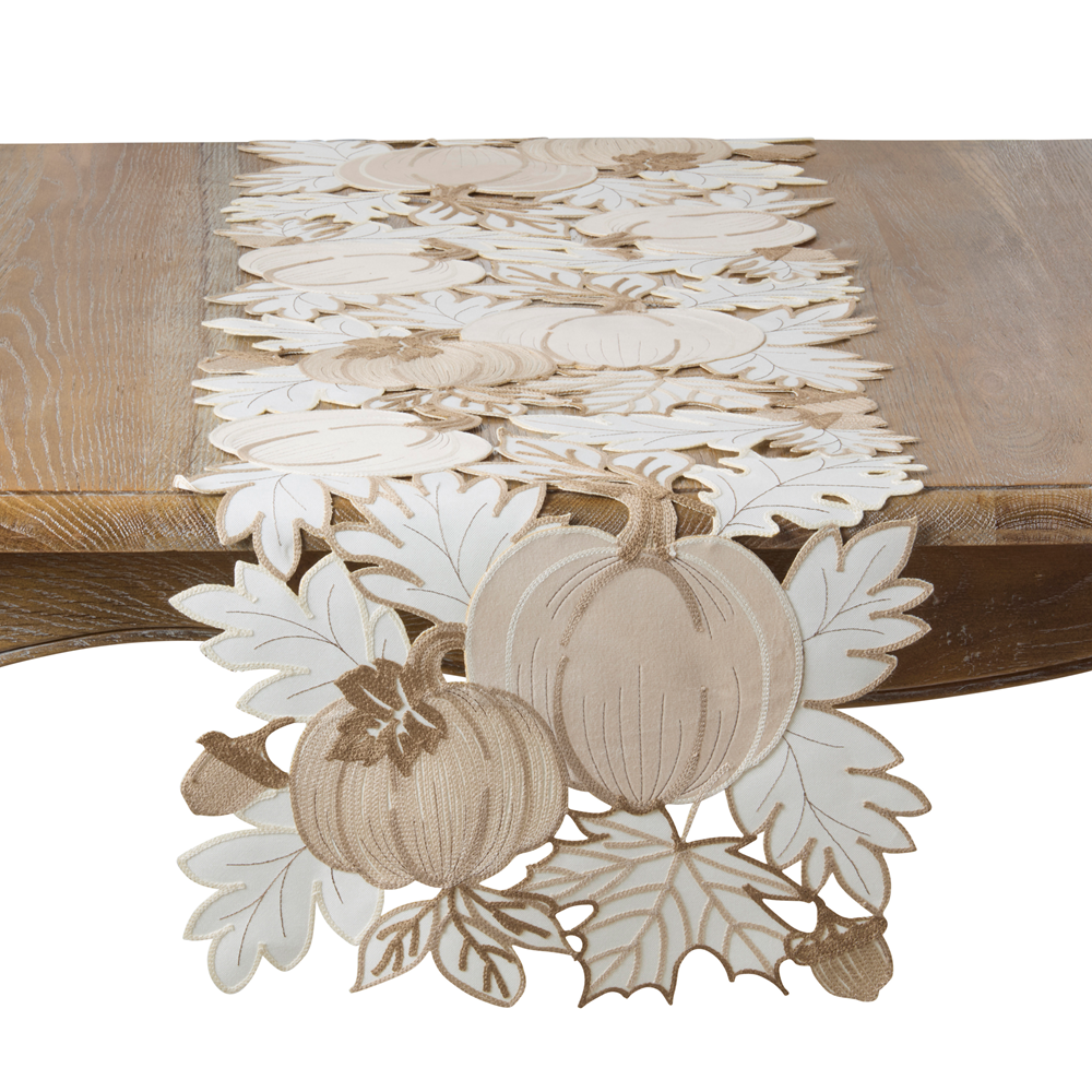 Pumpkins and Leaves Table Runner