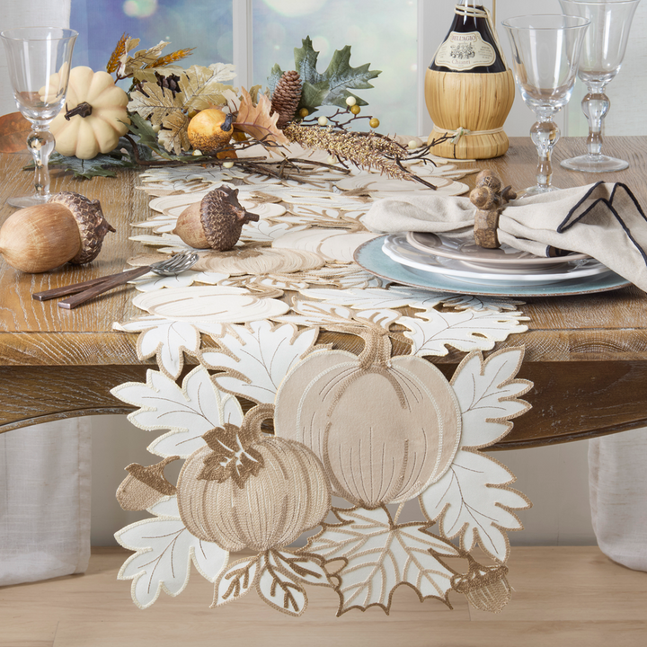 Pumpkins and Leaves Table Runner