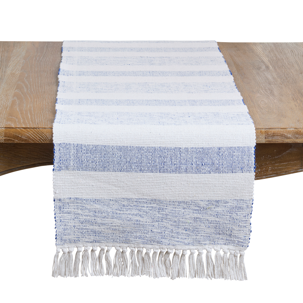 Blue & White Striped Table Runner