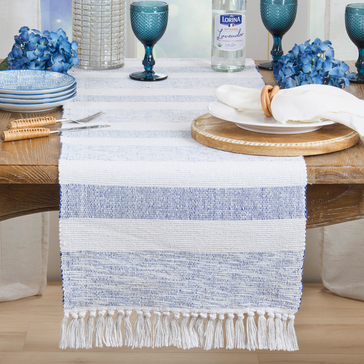 Blue & White Striped Table Runner