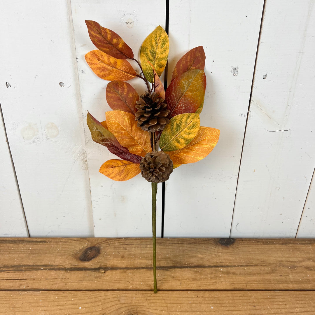 Warm Toned Fall Leaf Collection with Pinecones