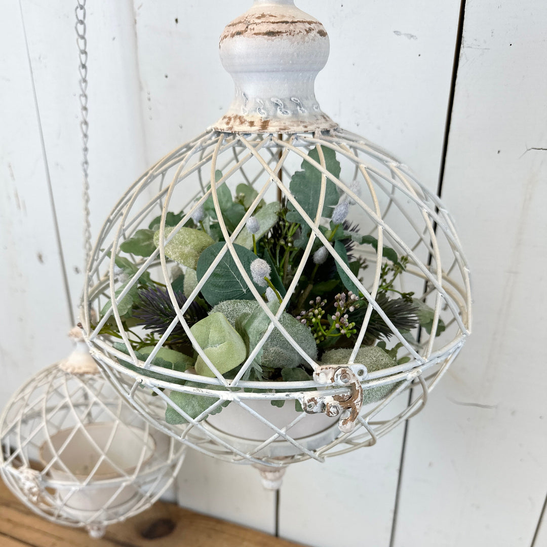 White Sphere Hanging Planters