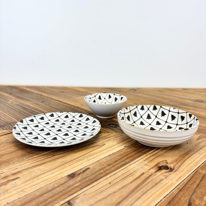 Tree Pattern Reactive Glaze Stoneware - 3 Styles