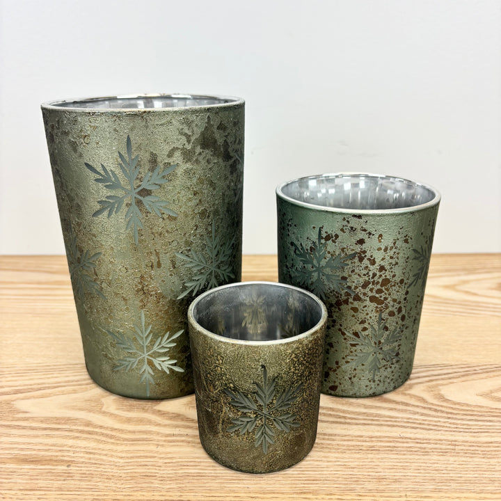 Green Snowflake Candle Holder - 3 sizes available