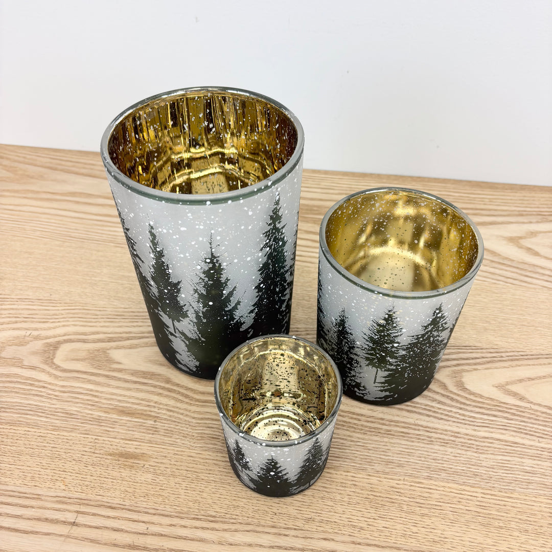 Evergreen Forest Glass Votive Holder - 3 Sizes