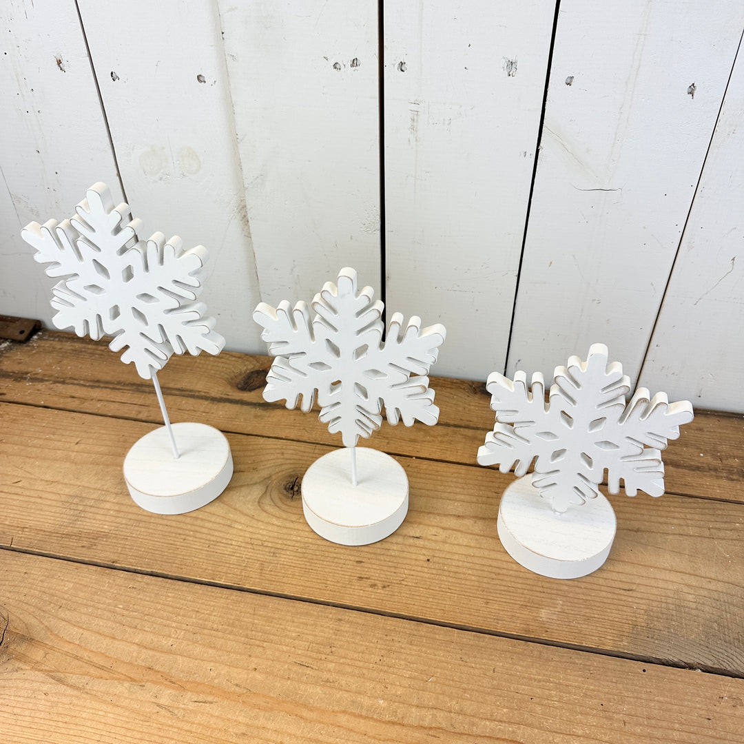 White Snowflakes on Stands