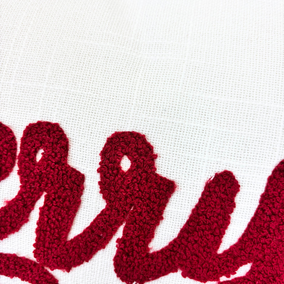 "Merry" Embroidered Lumbar Pillow
