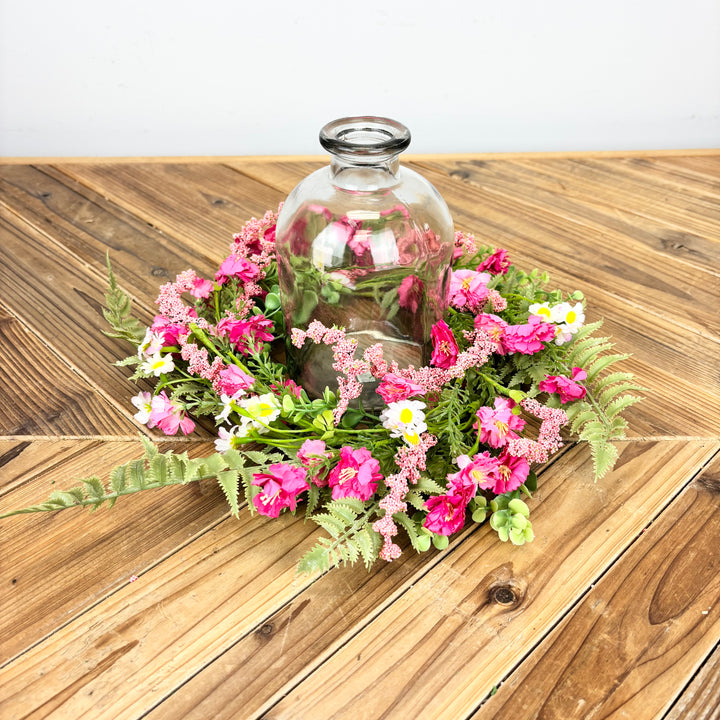 Mixed Flower & Fern Candle Ring