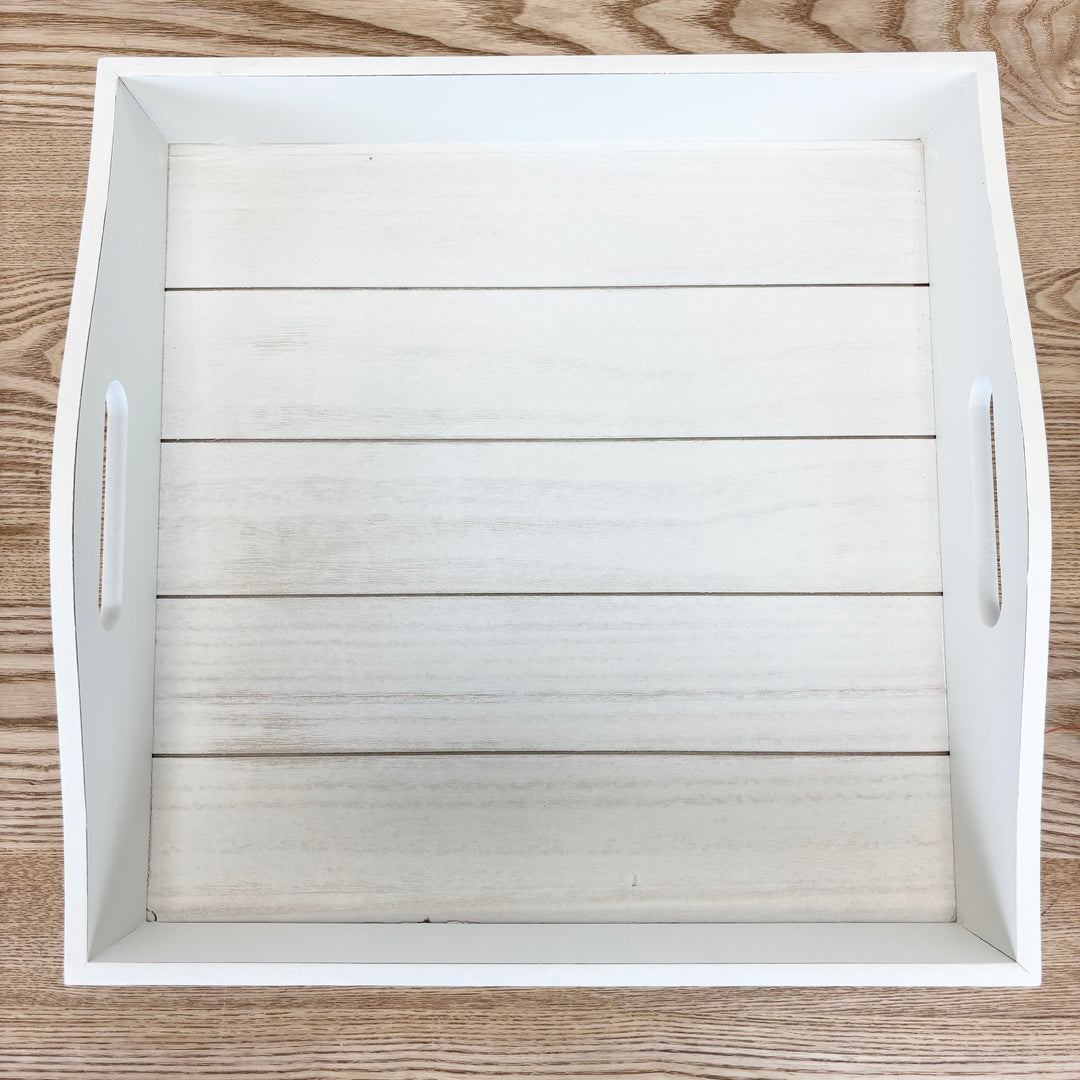 White Shiplap Wood Tray