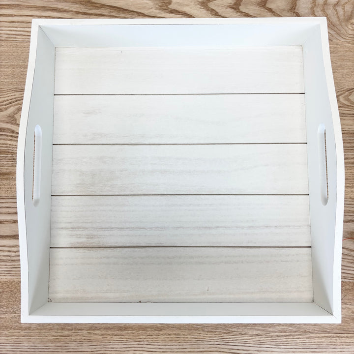 White Shiplap Wood Tray