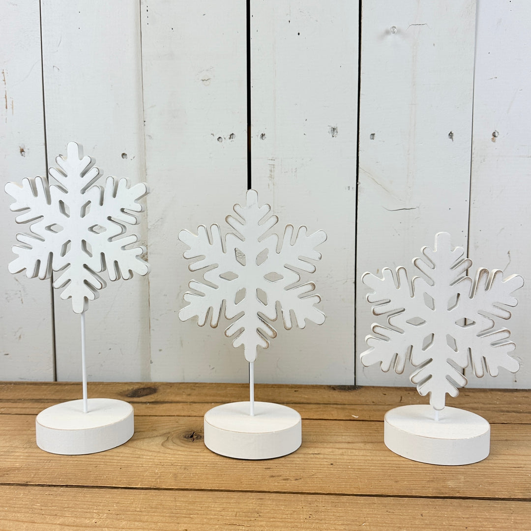 White Snowflakes on Stands