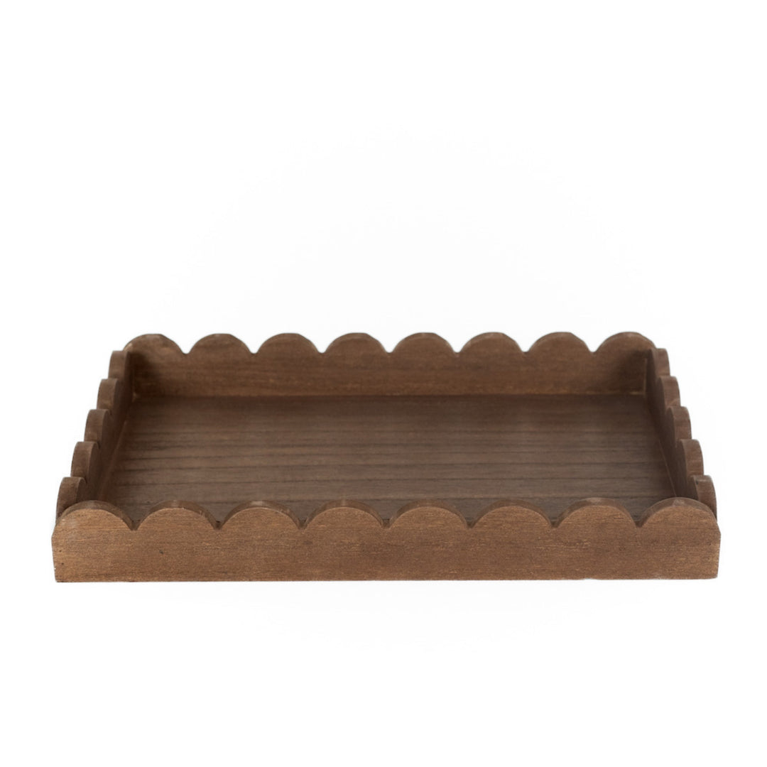 Wood Scallop Tray, 2 sizes, 4 colors