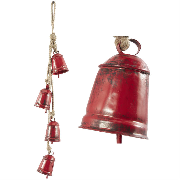 Red Hanging Bells with Jute Rope