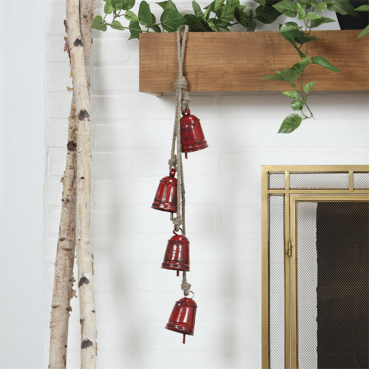 Red Hanging Bells with Jute Rope