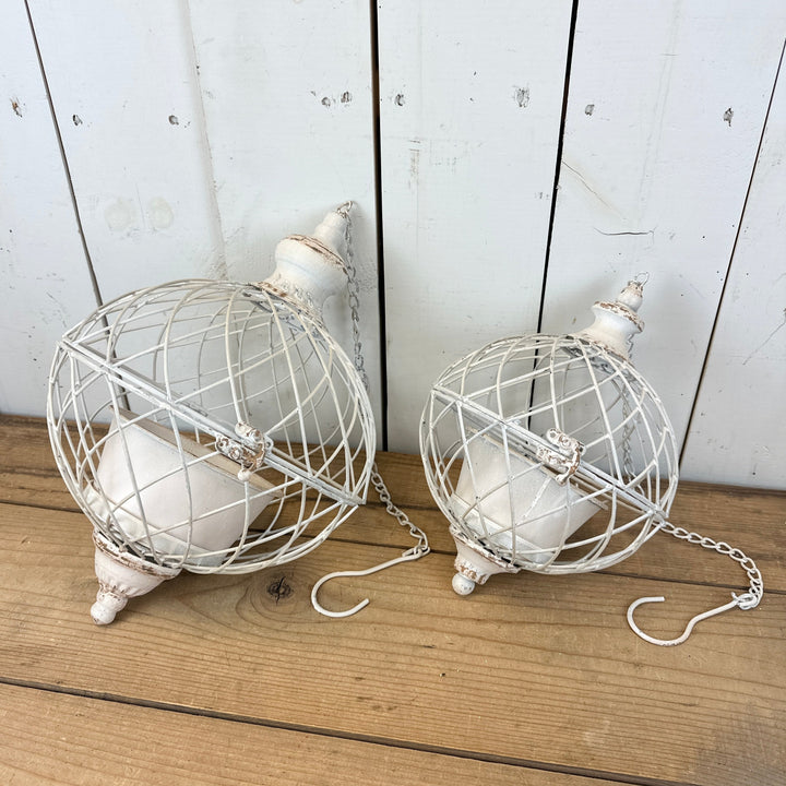 White Sphere Hanging Planters