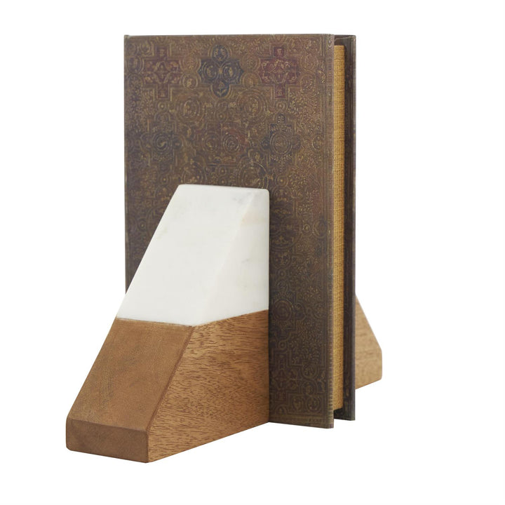 Marble & Mango Wood Triangle Bookends