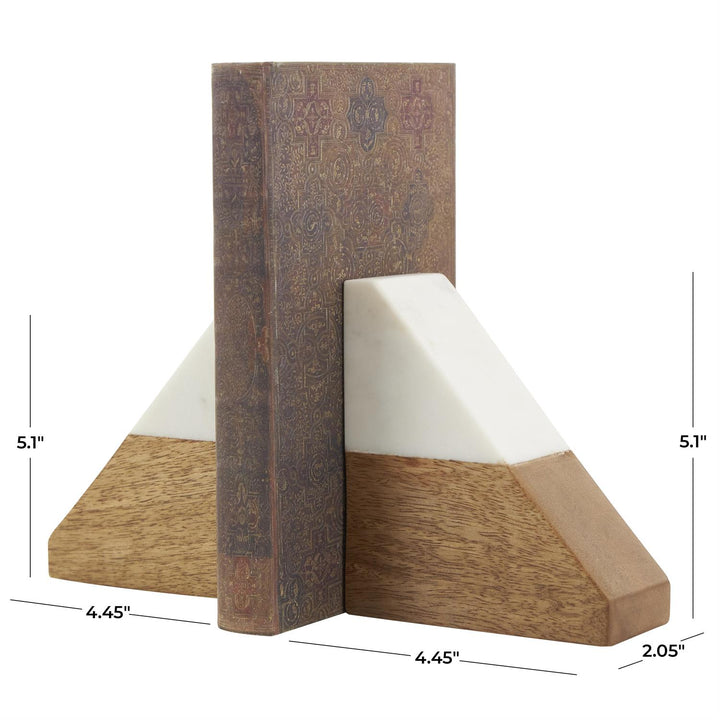 Marble & Mango Wood Triangle Bookends