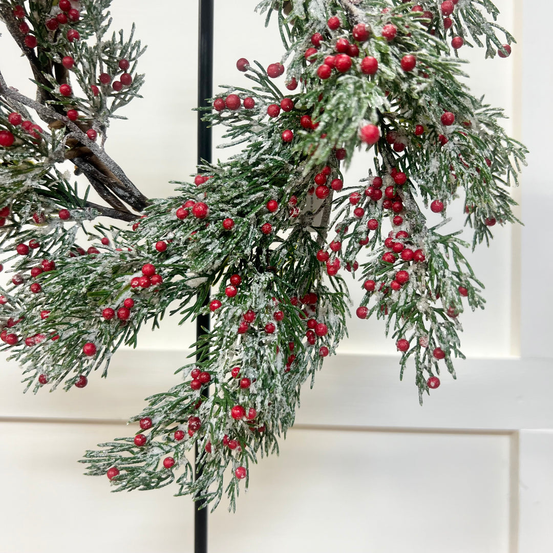 4.5" Frosted Candle Ring with Red Berries