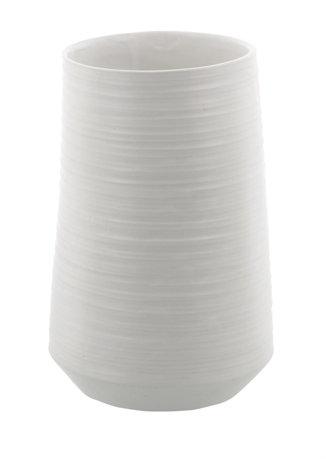 White Ceramic Ribbed Vase, 2 sizes