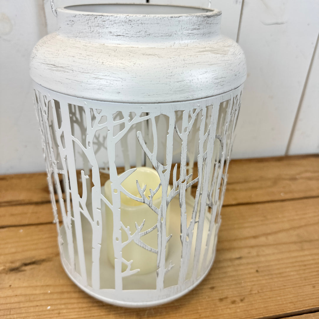 White Metal Birch Lanterns