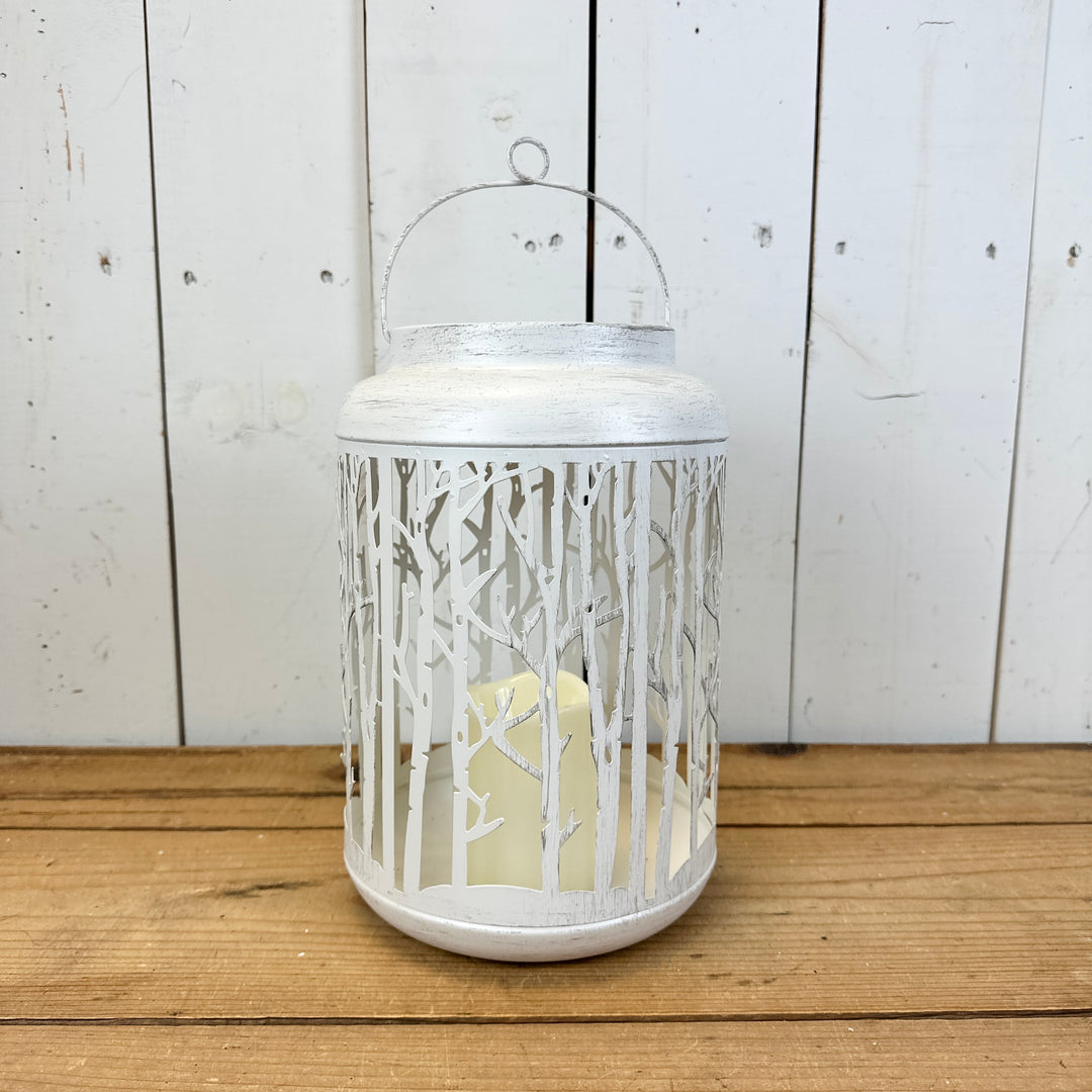 White Metal Birch Lanterns