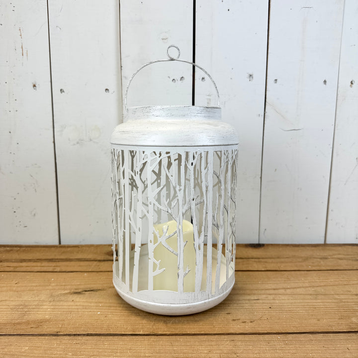 White Metal Birch Lanterns