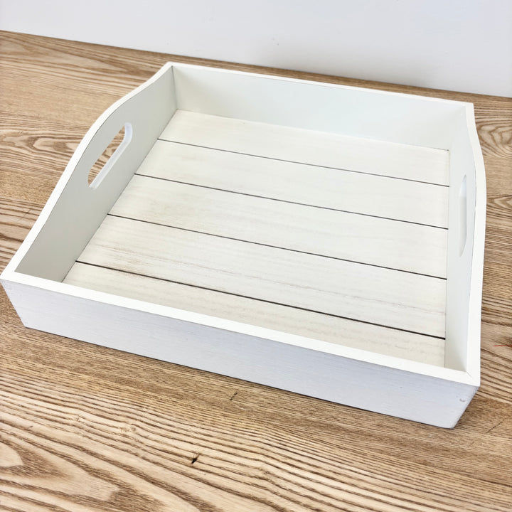 White Shiplap Wood Tray