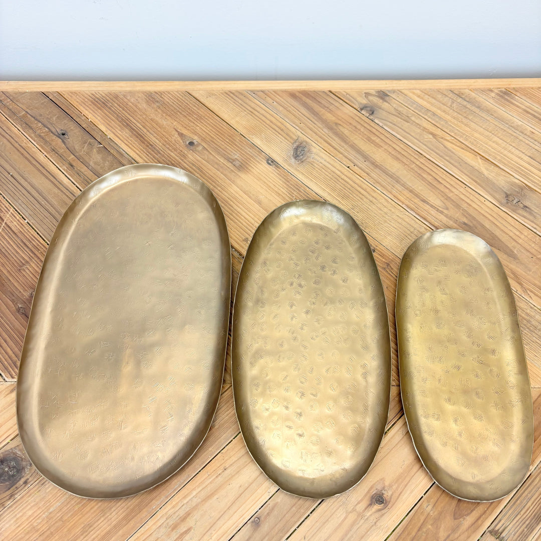 Antiqued Gold Iron Trays - 3 Sizes