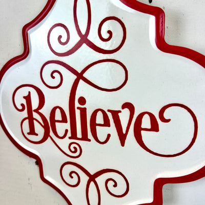 Merry Christmas, Believe, Noel Metal Ornament