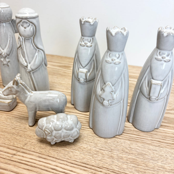 Stoneware Nativity Set with Reactive Glaze