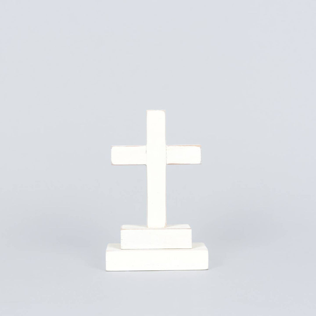Wood Cross On Stand, 2 sizes, 2 colors