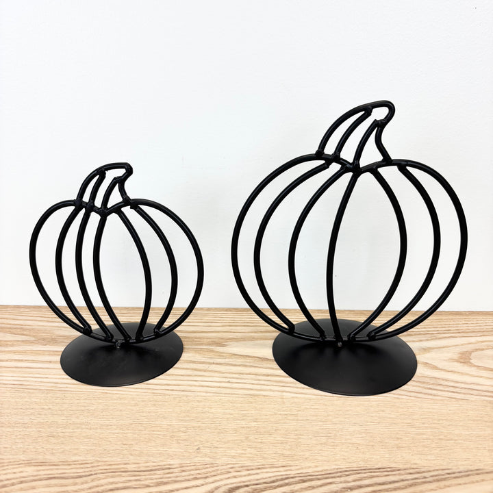 Black Metal Pumpkin on Stand