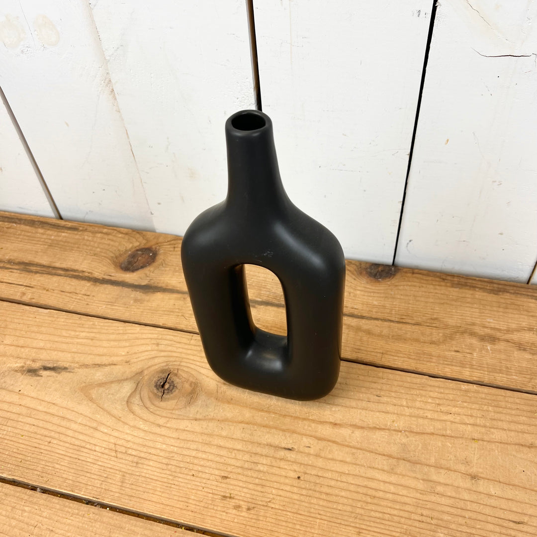 Matte Black Donut Vase