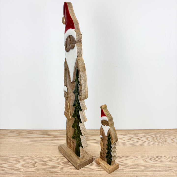 Mango Wood Santa with Tree - 2 Sizes