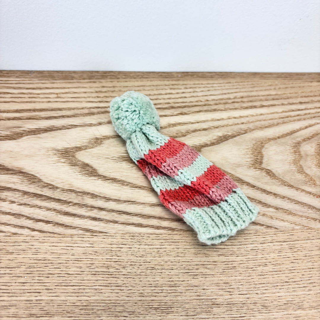 Cotton Knit Hat Bottle Topper with Stripes & Pom Pom - 6 Styles