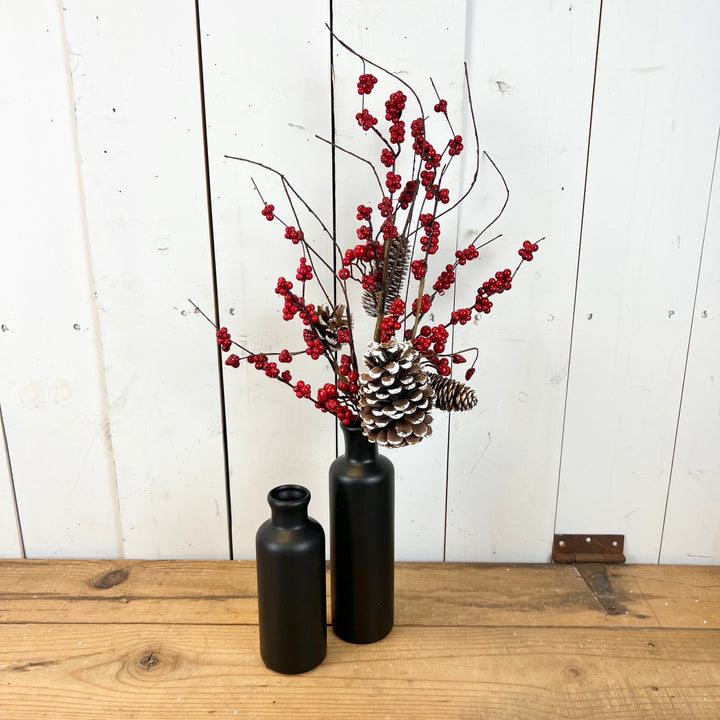Red Berry Stems with Pinecones