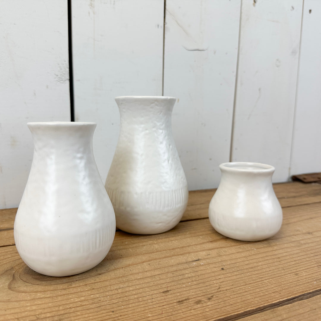Small White Set of 3 Vases