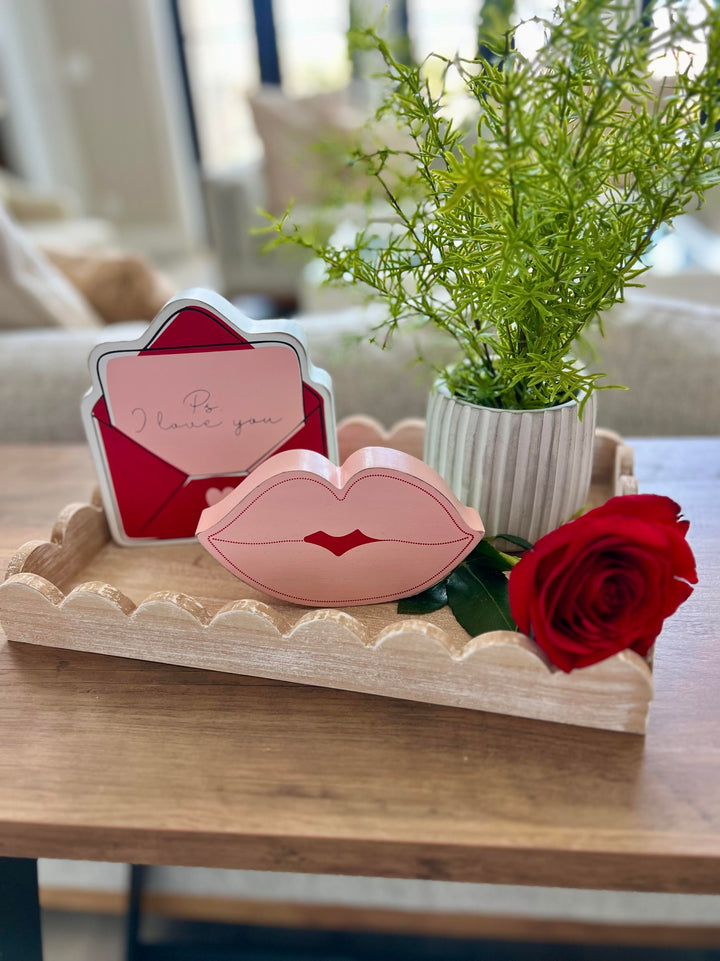 Wood Scallop Tray, 2 sizes, 4 colors