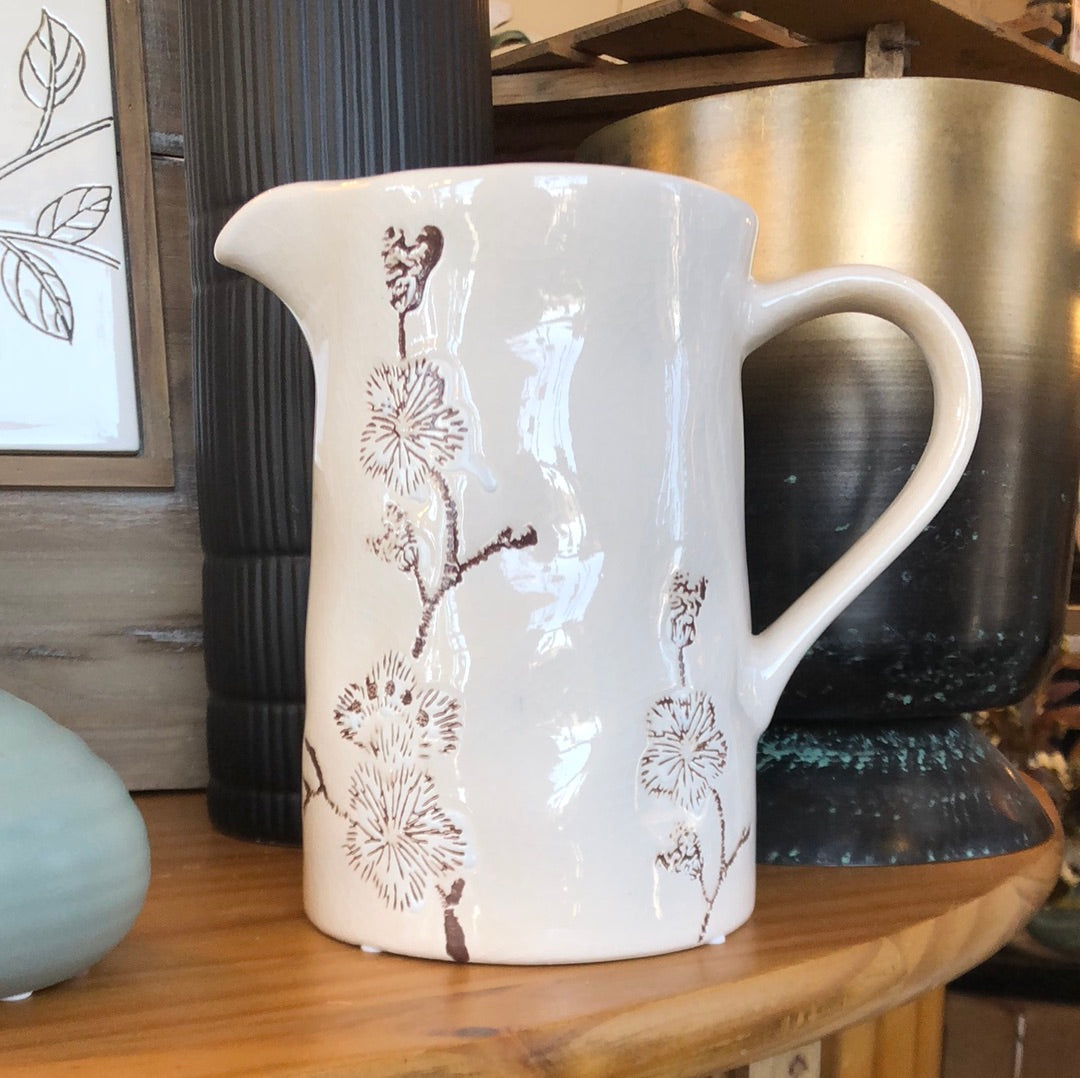 Cream Pitcher with Floral Print