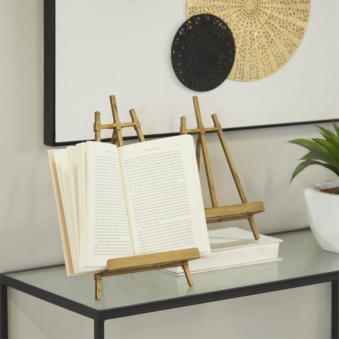 Gold Metal Triangle Display Easel with Foldable Stand, 2 sizes