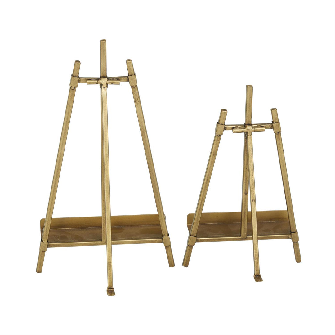 Gold Metal Triangle Display Easel with Foldable Stand, 2 sizes