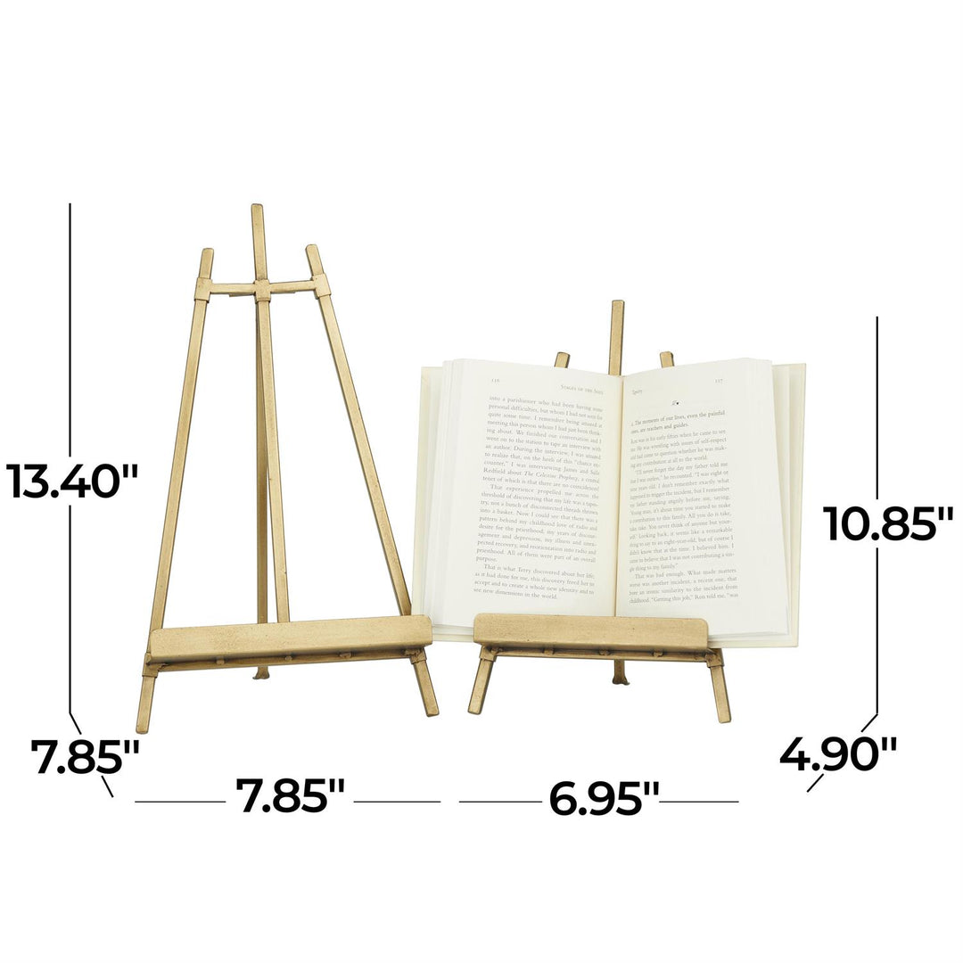 Gold Metal Triangle Display Easel with Foldable Stand, 2 sizes