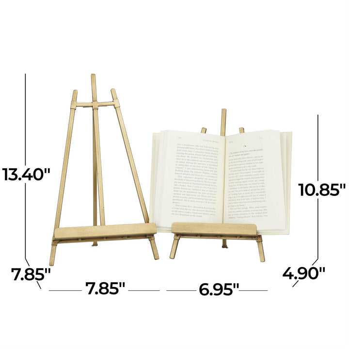 Gold Metal Triangle Display Easel with Foldable Stand, 2 sizes