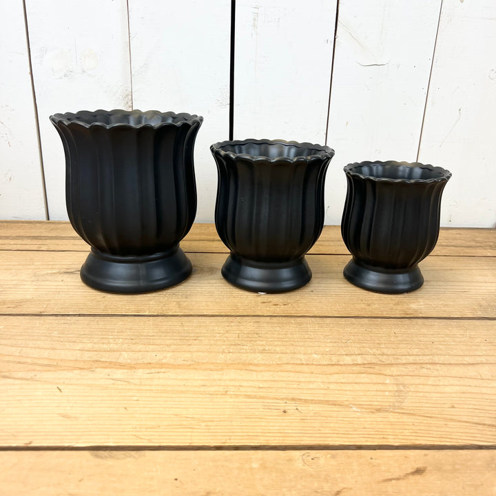 Black Fluted Urns