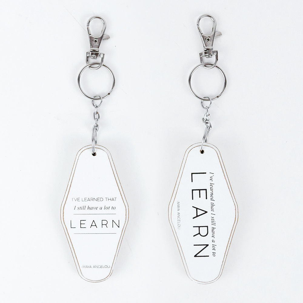 Inspiring Messages Reversible Wood Keychain - Still have a lot to learn