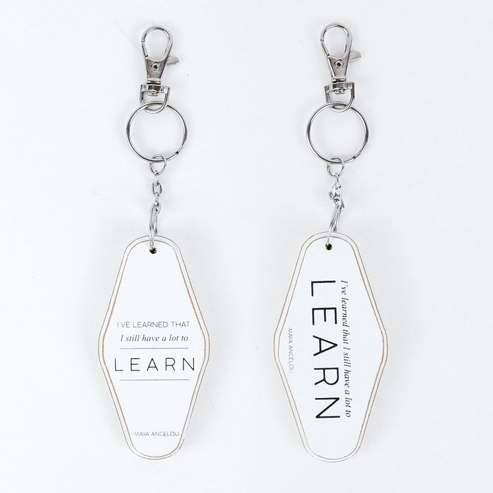 Inspiring Messages Reversible Wood Keychain - Still have a lot to learn